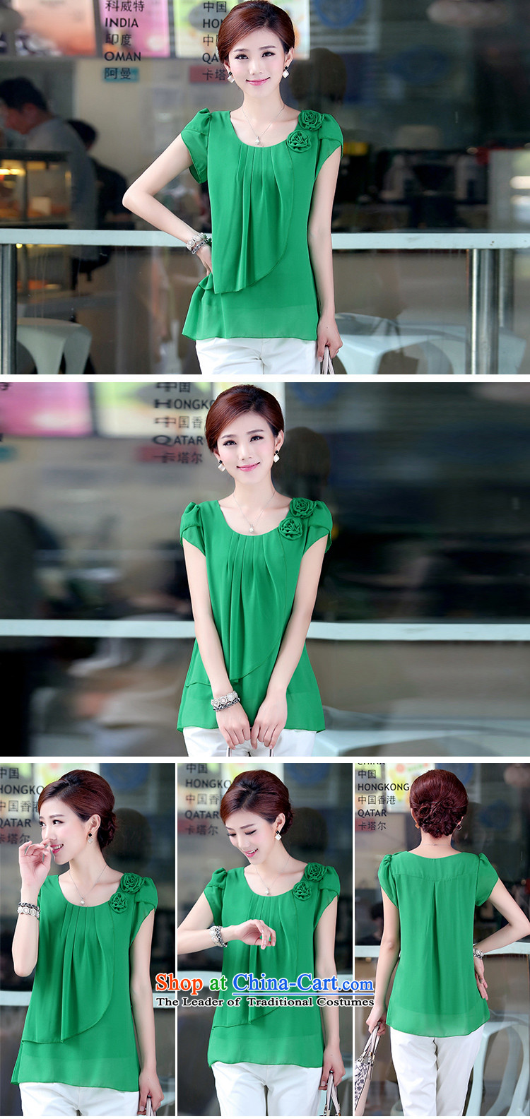 Hundred Li Ying Summer 2015 in large older women's loose thick sister chiffon shirt short-sleeved T-shirt, blue jacket XL-new recommendations 120-135 catty picture, prices, brand platters! The elections are supplied in the national character of distribution, so action, buy now enjoy more preferential! As soon as possible.