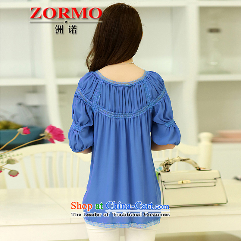 2015 Summer ZORMO new Korean female larger chiffon shirt thick mm king loose round-neck collar with Red shrimp dolls 95-110 L catty ,ZORMO,,, shopping on the Internet