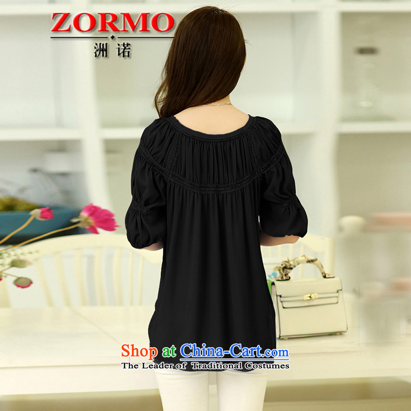2015 Summer ZORMO new Korean female larger chiffon shirt thick mm king loose round-neck collar with Red shrimp dolls 95-110 L catty ,ZORMO,,, shopping on the Internet