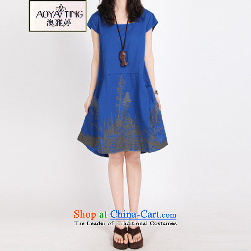 O Ya-ting 2015 new summer sum of female casual to XL ink stamp short-sleeved blue skirt XL recommends that you, O Jacob 140-160 characters Ting (aoyating) , , , shopping on the Internet