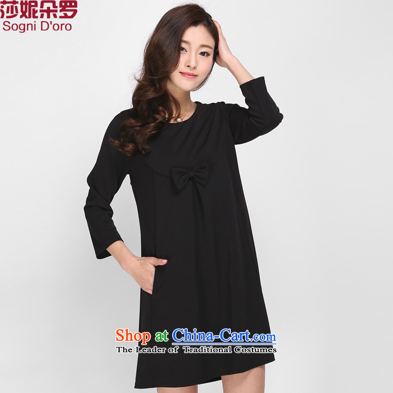 The latte macchiato, Shani to increase women's code thick sister spring new products lace stitching thick, Hin thin, dresses?6XL 1134 Black
