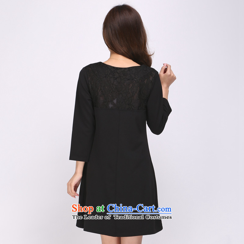 The latte macchiato, Shani to increase women's code thick sister spring new products lace stitching thick, Hin thin, dresses 1134 Black 6XL, shani flower sogni (D'oro) , , , shopping on the Internet