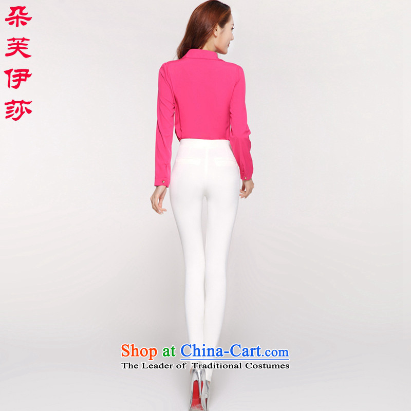 Flower to Isabelle 2015 MM thick spring new large yards through forming the elastic elastic waist trousers Top Loin graphics skinny legs trousers D1602 female white flower that Elisabeth 4XL, (dufflsa) , , , shopping on the Internet
