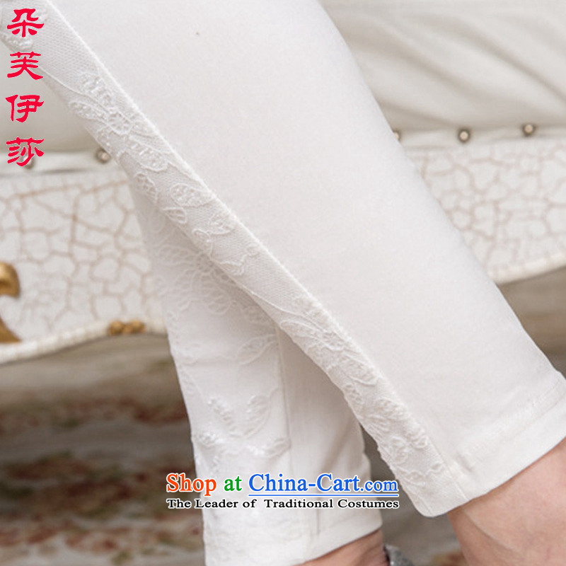 Flower to Isabelle spring and summer 2015 New Fat MM to xl ELASTIC LACE castor trousers Sau San long pants D1604 female white XL, flower to Isabelle (dufflsa) , , , shopping on the Internet