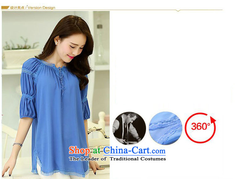  The Korean version of the female ZORMO expertise in mm long large chiffon lace shirt stitching in cuff round-neck collar king casual shirt, blue L picture, prices, brand platters! The elections are supplied in the national character of distribution, so action, buy now enjoy more preferential! As soon as possible.