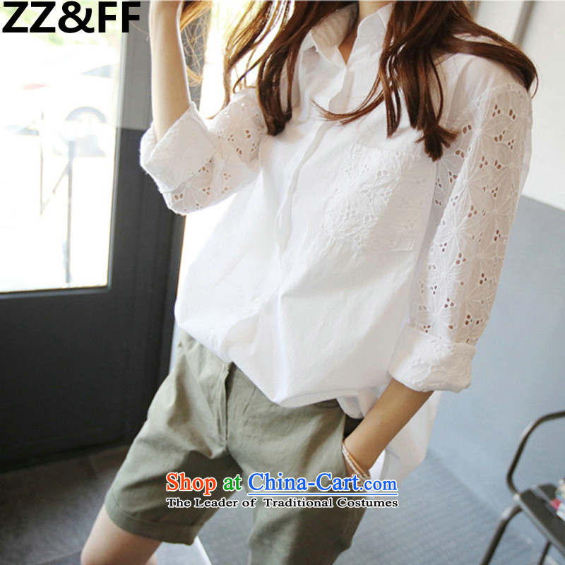 2015 New Korea Zz&ff summer edition engraving to increase women's code MM200 thick white shirt liberal shirts catty XXL(135-165 catty ),ZZ&FF,,, shopping on the Internet