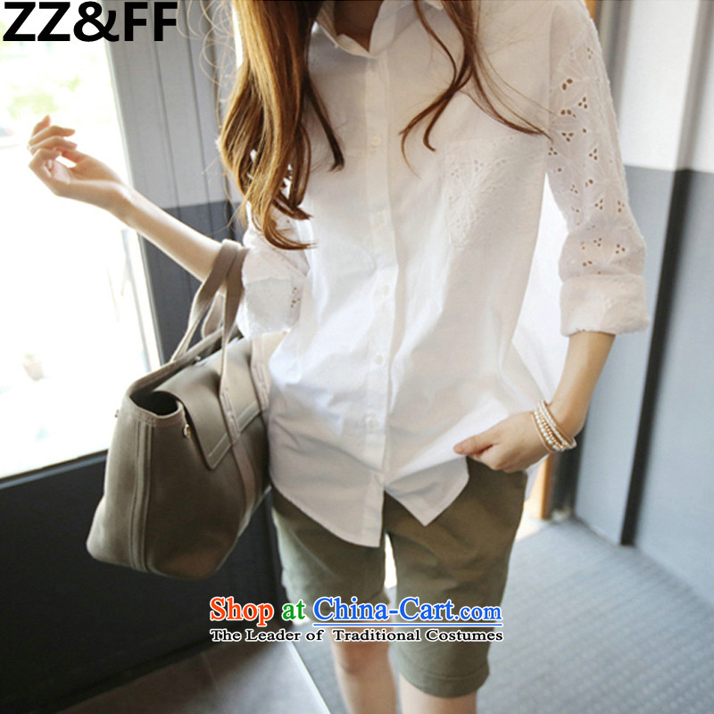 2015 New Korea Zz&ff summer edition engraving to increase women's code MM200 thick white shirt liberal shirts catty XXL(135-165 catty ),ZZ&FF,,, shopping on the Internet