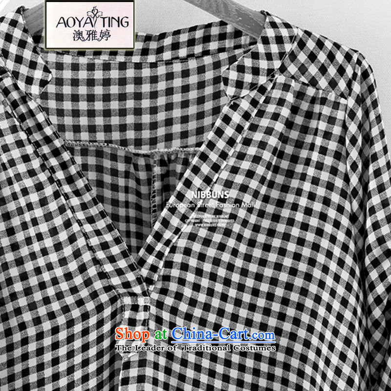 O Ya-ting 2015 Summer new to xl shirt thick mm short-sleeved T-shirt female black and white checkered picture color 853  2XL 125-145 recommends that you, O Jacob aoyating Ting () , , , shopping on the Internet