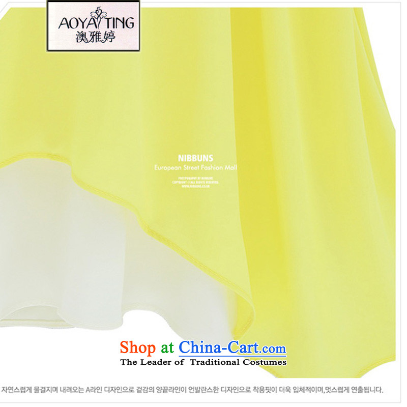 O Ya-ting 2015 Summer new to increase women's code thick MM vest chiffon shirt female 858 yellow 3XL 145-165 recommends that you, O Jacob aoyating Ting () , , , shopping on the Internet