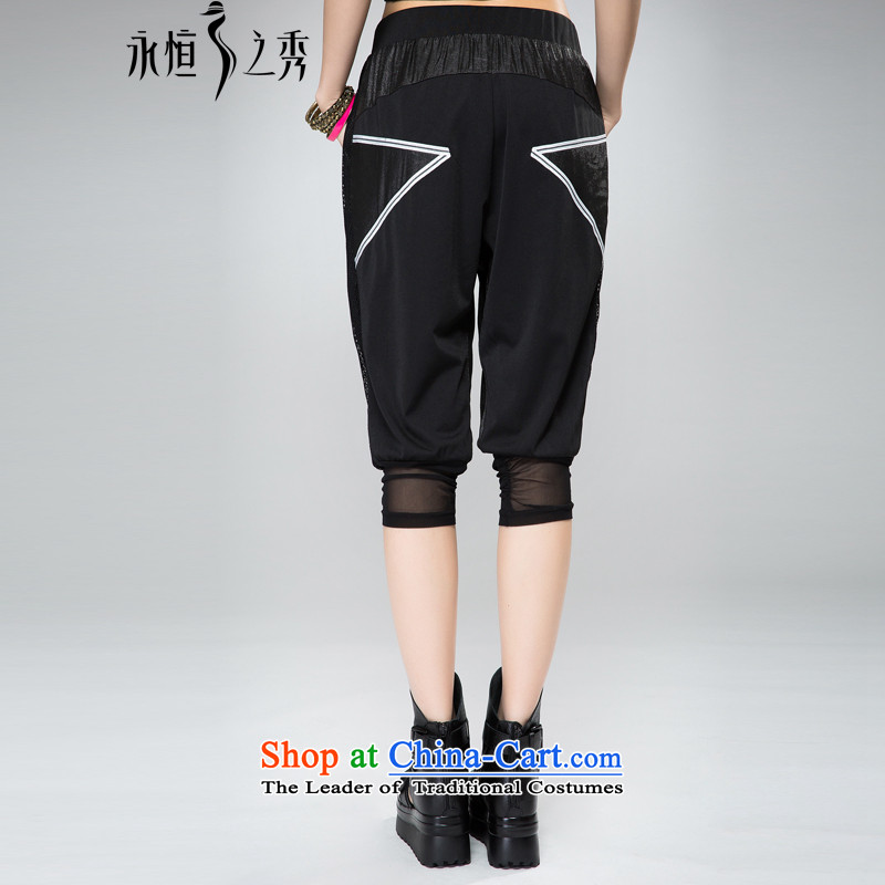 The Eternal-soo to xl female Capri thick sister 2015 Spring/Summer thick, Hin thin, to intensify the stamp in High Fashion letters trousers leisure pants 4XL, eternal Soo , , , shopping on the Internet