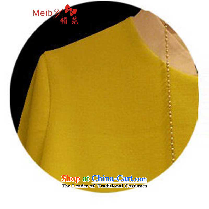 Of the new large meiby female sleek and new Korean version of large numbers of female graphics thin temperament leave two shirts sweater 9180# Yellow M of (meiby) , , , shopping on the Internet