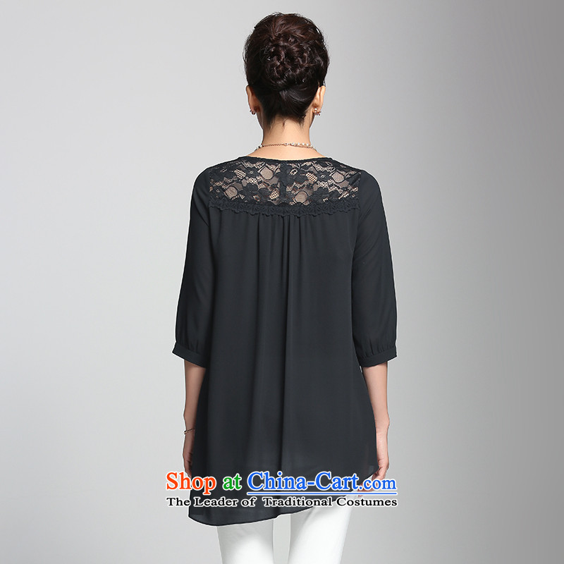 The former Yugoslavia Migdal Code women 2015 Summer new stylish mm thick lace stitching chiffon T shirt 952165038 5XL, Black Small Mak , , , shopping on the Internet