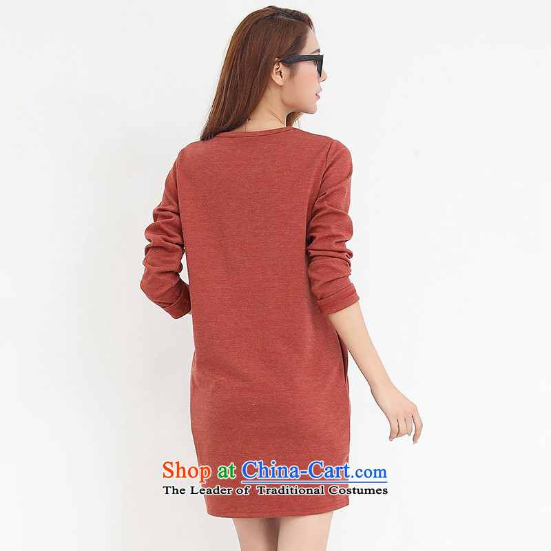 Morning to load the new 2015 autumn large female letters stamp long-sleeved dresses loose wild long forming the Netherlands red T-shirt recommendations 110-120), the burden of L be , , , morning shopping on the Internet