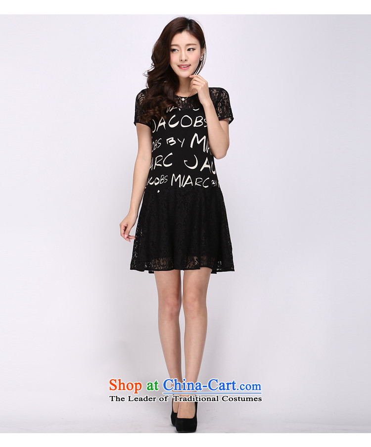 Shani flower, thick mm larger women 2015 Summer new Korean version thin lace stitching short-sleeved dresses 1120 Black 4XL Photo, prices, brand platters! The elections are supplied in the national character of distribution, so action, buy now enjoy more preferential! As soon as possible.