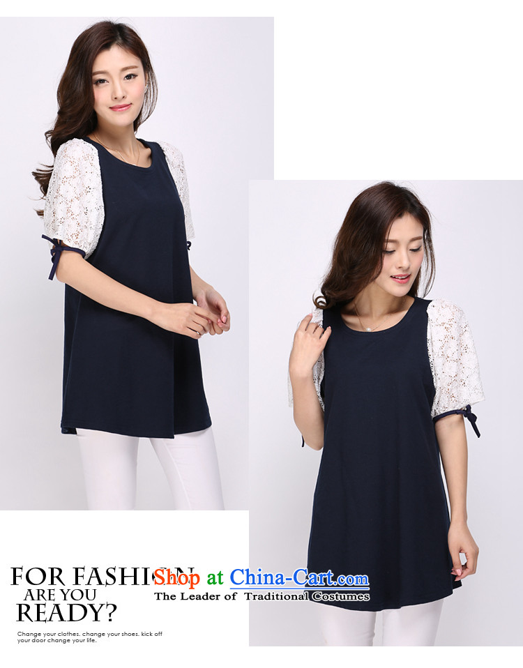 Luo Shani Flower Code women's sister Summer 2015 thick Korean people lace thick video thin tee shirt Liberal Women 1122 2XL( deep blue video thin loose) Picture, prices, brand platters! The elections are supplied in the national character of distribution, so action, buy now enjoy more preferential! As soon as possible.