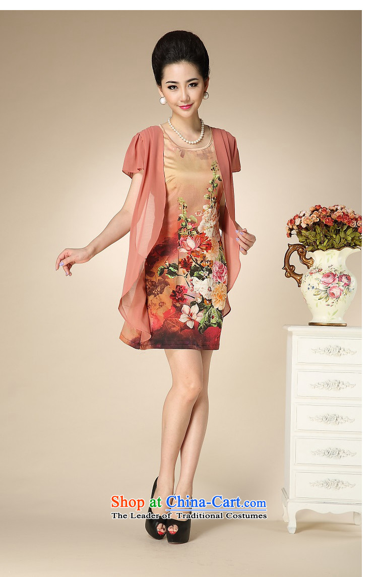 Schui Sze Summer High-end in temperament older xl mother replacing unique two false stamp silk dresses oversized Shu stylish and classy, elegant clothes sunset red XXXXL picture, prices, brand platters! The elections are supplied in the national character of distribution, so action, buy now enjoy more preferential! As soon as possible.