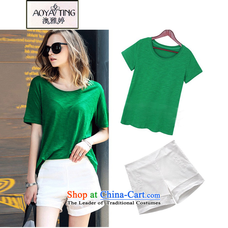 O Ya-ting?2015 large female thick mm Summer Package new short-sleeved T-shirt to increase female?56.16?picture color shorts?3XL?145-165 recommends that you Jin