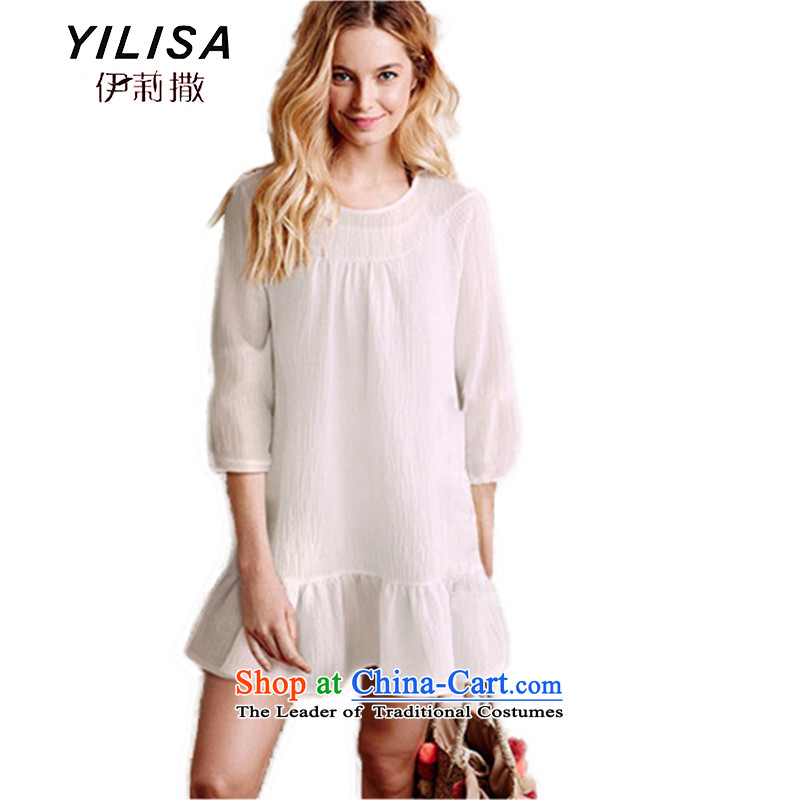 Large YILISA Female European 2015 spring/summer load station 7 cuff cotton linen dresses and breathable MM video thin black 5XL, N B625, the Reine (YILISA sub-shopping on the Internet has been pressed.)