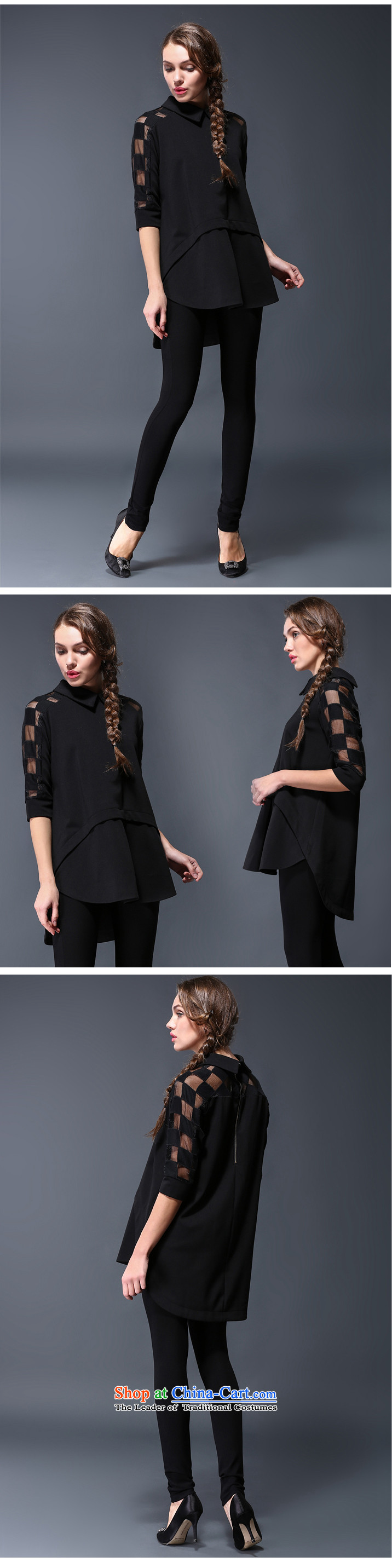 Large European and American women YILISA load new spring and autumn replacing new gauze stitching shirt thick mm loose video thin front stub in the back of the shirt with black XXXL Y9039 picture, prices, brand platters! The elections are supplied in the national character of distribution, so action, buy now enjoy more preferential! As soon as possible.
