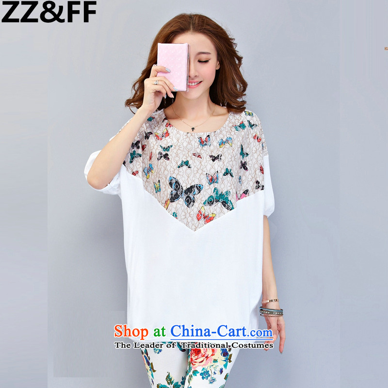 2015 mm Zz&ff thick summer new larger female loose short-sleeved T-shirt to intensify the leisure sports suits two kits white XXXL,ZZ&FF,,, shopping on the Internet