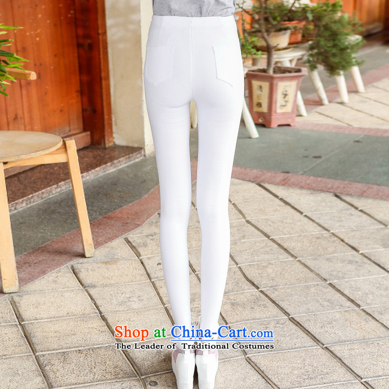 In accordance with the new 2015 perfect Korean Stretch video pencil thin stretch castor pants Centers trousers MM white trousers, forming the large white XXXL, Y2129 girl in perfect (yibofei) , , , shopping on the Internet