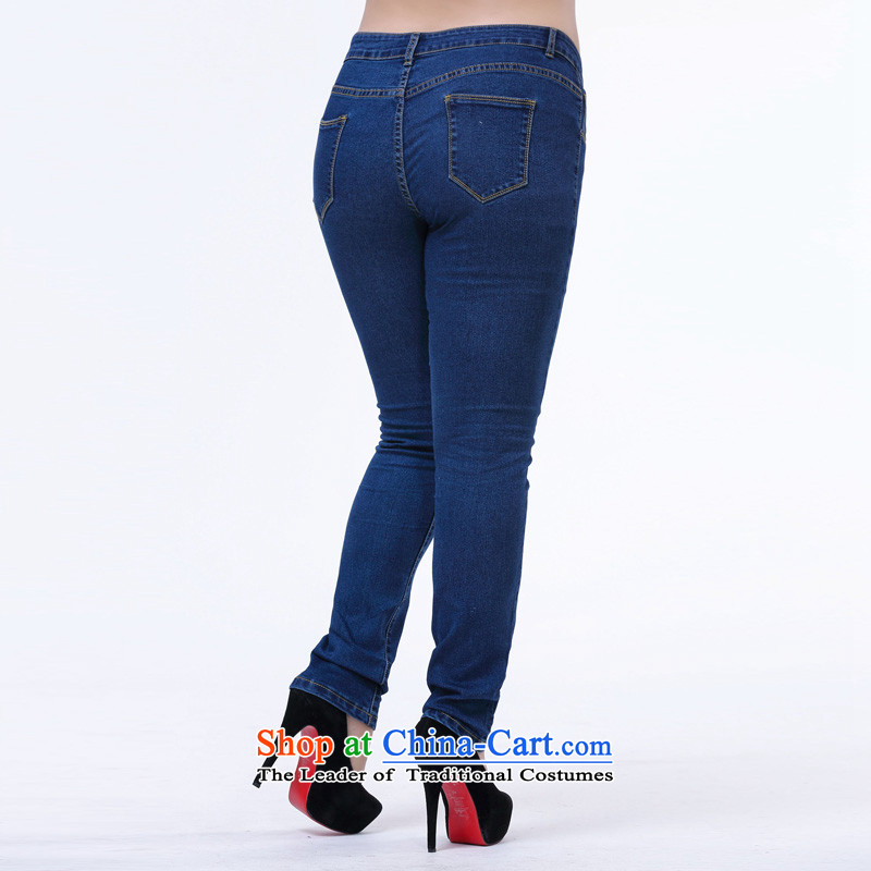 In accordance with the perfect fat sister to 2015 XL female Korean Sau San video thin jeans pants castor pencil trousers female Y2131 blue 4XL, according to perfect (yibofei) , , , shopping on the Internet