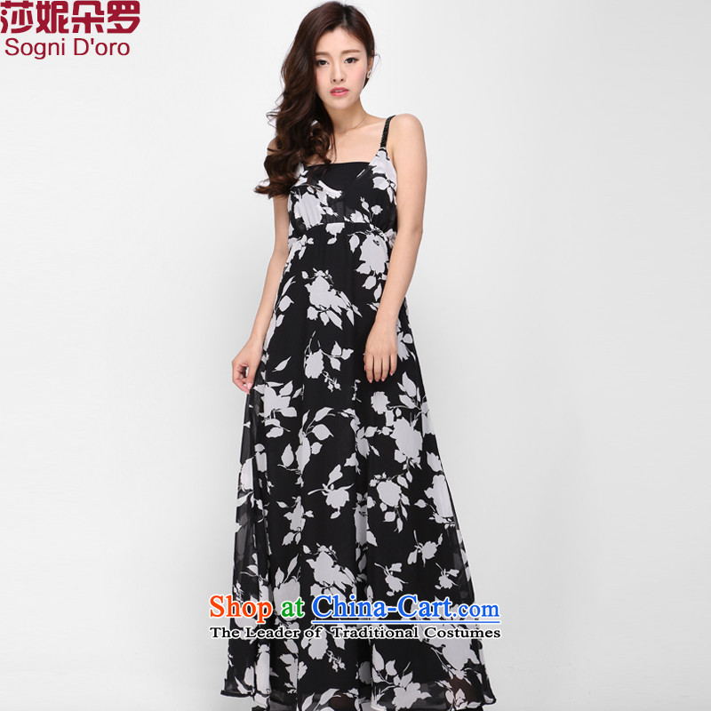 Luo Shani Flower Code women's dresses thick sister summer to XL Graphics thin, The chiffon long skirt 1,136?Bosnian dress 6XL Pattern