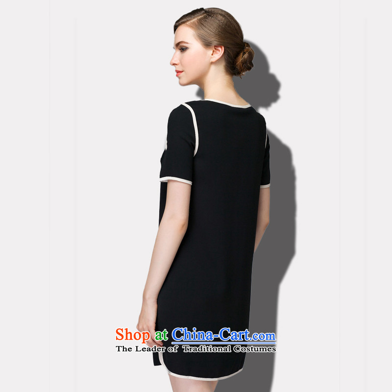Replace zhuangting2015 ting summer new high-end western thick mm larger female minimalist Sau San video thin short-sleeved dresses 1521 Black 3XL, boxed-ting (zhuangting) , , , shopping on the Internet