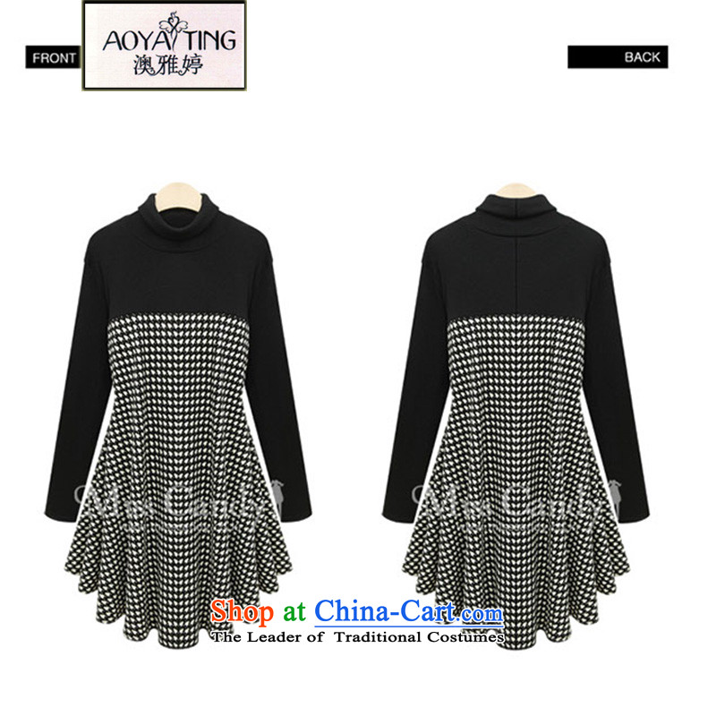 O Ya-ting spring and autumn 2015 new to increase women's code thick MM knitted dresses 835 female chidori grid black 2XL 125-145 recommends that you, O Jacob aoyating Ting () , , , shopping on the Internet