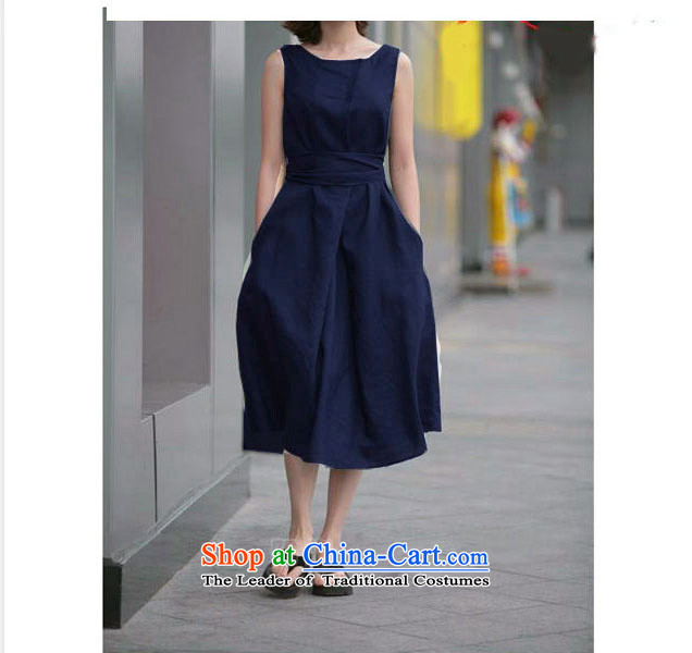 Of the new large meiby female Sleek and versatile summer western linen sash sleeveless long skirt pure Linen Dress larger female cotton linen 3103 even blue M picture, prices, brand platters! The elections are supplied in the national character of distribution, so action, buy now enjoy more preferential! As soon as possible.