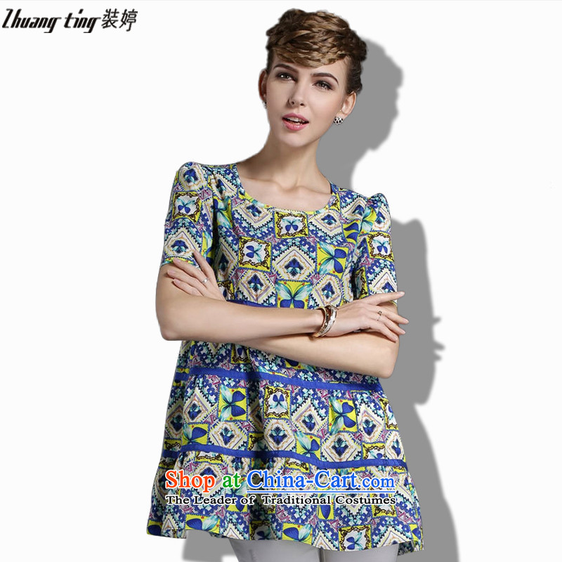Replace spring 2015 zhuangting ting new high-end western thick mm larger women to increase short-sleeved shirt 1855 pictures chiffon colored?XXXXL