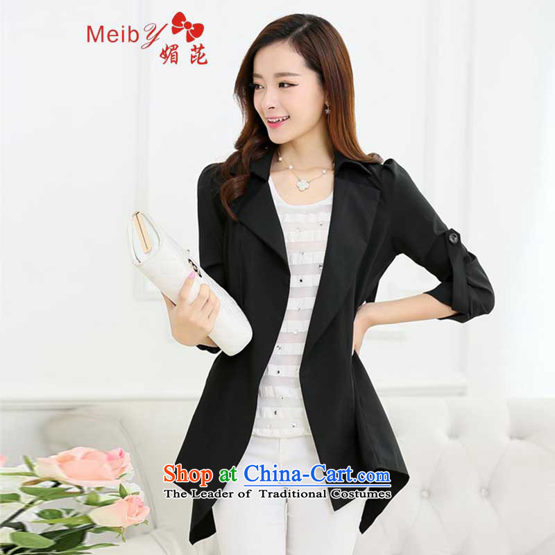 Of the new large meiby female Sleek and versatile Sleek and versatile large new thin coat of Korean leisure jacket light jacket Sau San 9150 Black