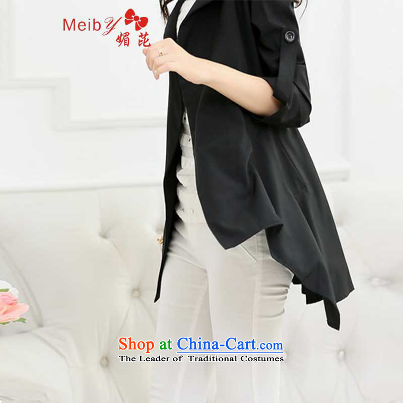 Of the new large meiby female Sleek and versatile Sleek and versatile large new thin coat of Korean leisure jacket light jacket Sau San Black, of 9150 (meiby) , , , shopping on the Internet