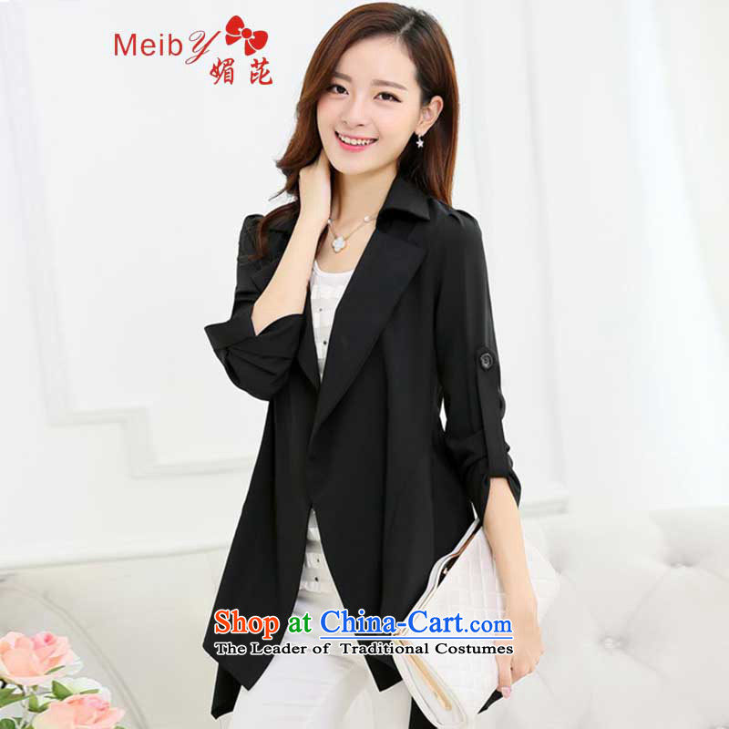 Of the new large meiby female Sleek and versatile Sleek and versatile large new thin coat of Korean leisure jacket light jacket Sau San Black, of 9150 (meiby) , , , shopping on the Internet