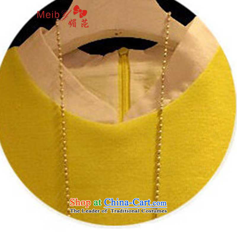 Large meiby female wild Sleek and versatile large new Korean version of large numbers of female graphics thin temperament leave two shirts sweater 9180 S, of yellow (meiby) , , , shopping on the Internet
