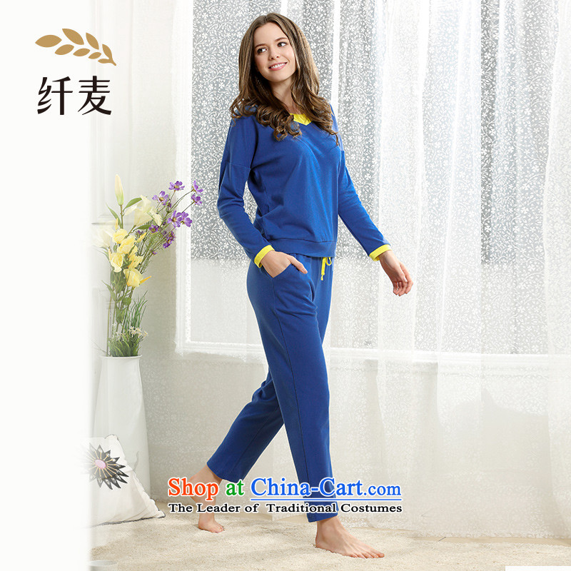 The former Yugoslavia Mak underwear large spring and summer 2015 pajamas female knocked long-sleeved movement homewear kit 551041063  4XL, Blue Small Mak , , , shopping on the Internet