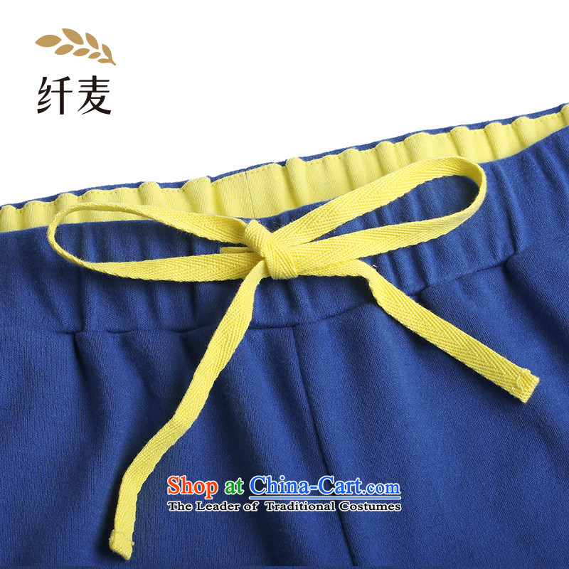 The former Yugoslavia Mak underwear large spring and summer 2015 pajamas female knocked long-sleeved movement homewear kit 551041063  4XL, Blue Small Mak , , , shopping on the Internet