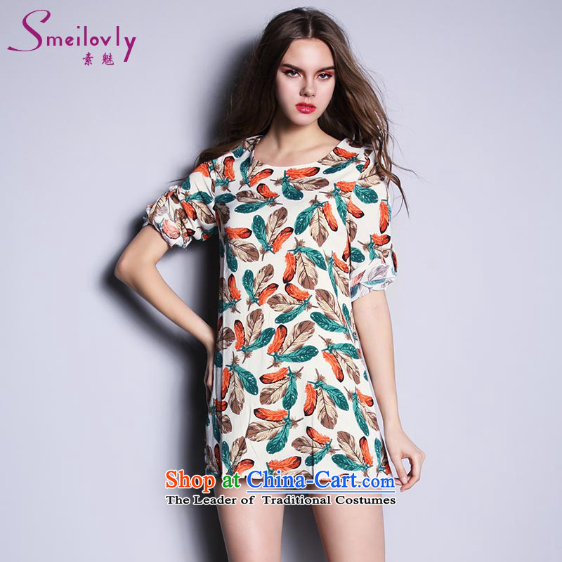 The Director of the Europe and the large number of 200 catties female thick MM spring and summer load new thick sister Korean short-sleeved video thin ice woven dresses?2323?picture color Large 3XL code around 922.747 160