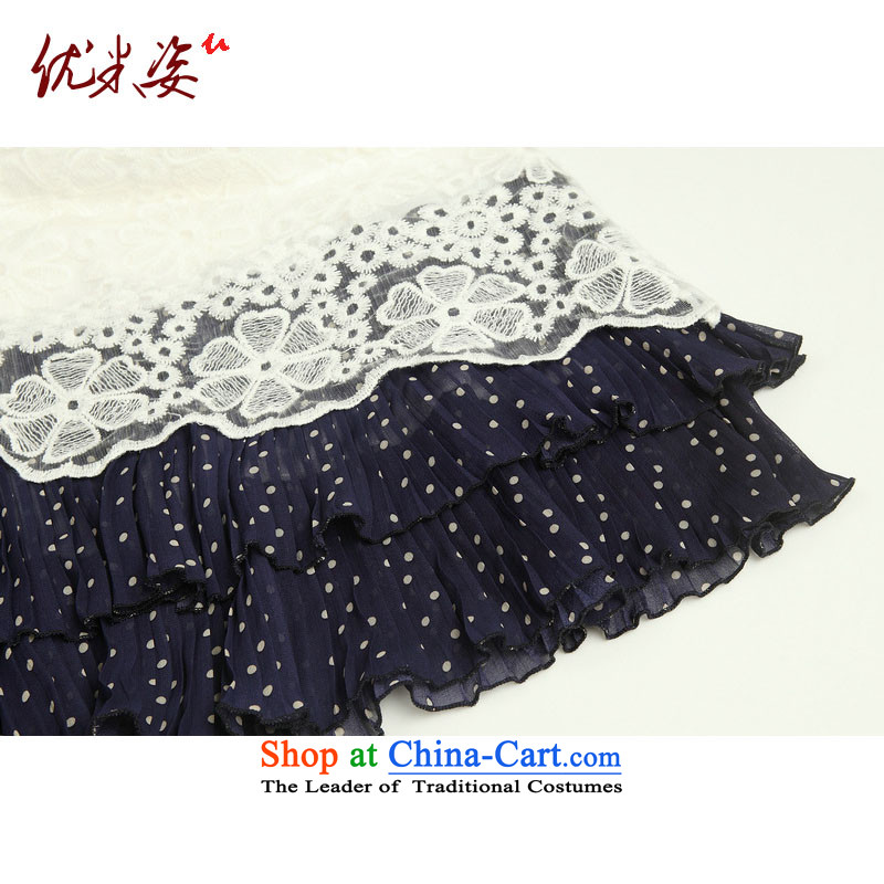 Optimize m Gigi Lai Package Mail C.o.d. new larger female dot reverse collar short-sleeved lace dresses cake skirt White 4XL recommendations 165-190, optimize umizi postures (m) , , , shopping on the Internet