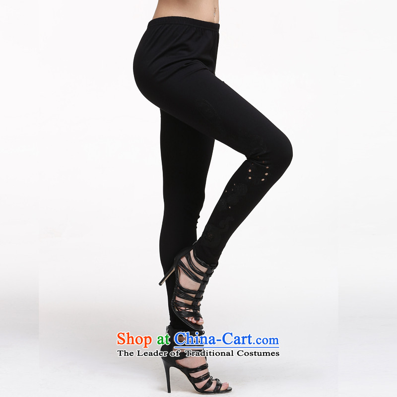 Contact us for Celeron Women 2015 Summer new fat mm embroidery loose trousers, forming the basis for larger female 651205053-1 trousers  , black L-40 Contact Us (ceramide season) , , , shopping on the Internet