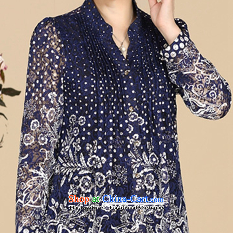 The beautiful summer believers 2015 new larger women in short-sleeved shirt with older stamp xl women served with elegant shirts mother compassionate long-sleeved shirt with lace porcelain XXL, beautiful believers shopping on the Internet has been pressed