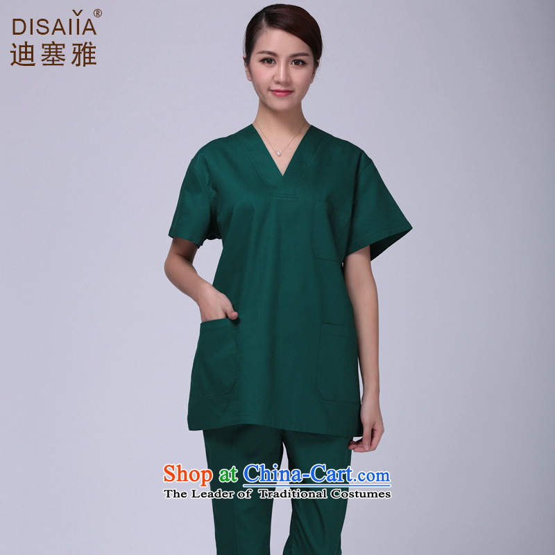 Ducept Nga Yi brush hand-washing clothes female isolation nurse uniform men split pure cotton clothes dark green female L Surgery