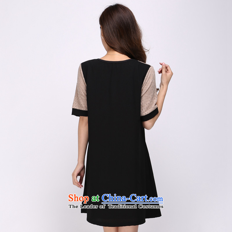 The latte macchiato, Shani to increase women's code thick mm Summer 2015 new round-neck collar short sleeve loose dress 1135 Black 2XL, shani flower sogni (D'oro) , , , shopping on the Internet