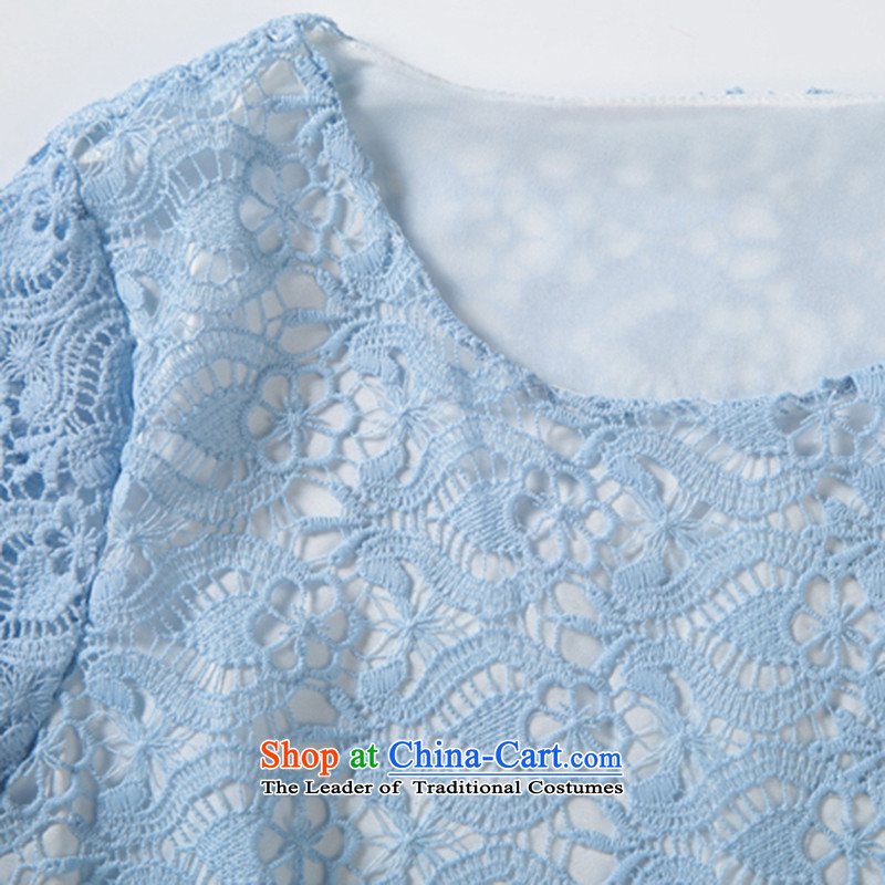 Large YILISA Women's Summer t-shirt Skort Kit 2015 Western new dresses plus shorts lace stitching kit J9057 XXL, map color, the Reine (YILISA sub-shopping on the Internet has been pressed.)