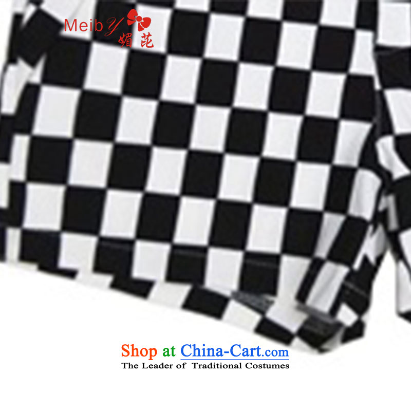 Maximum number of ladies wild Sleek and versatile large new ultra large female thick MM flex chiffon short-sleeved T-shirt + checkered shorts kit improvements with 806.1 picture color XXXXXL, of (meiby) , , , shopping on the Internet