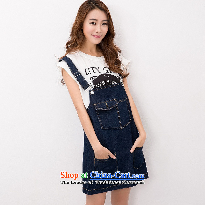 In accordance with the perfect summer 2015 new thick mm retro graphics large thin women loose cowboy strap skirt strap dresses Y2139 dark blue XL, in accordance with the perfect (yibofei) , , , shopping on the Internet
