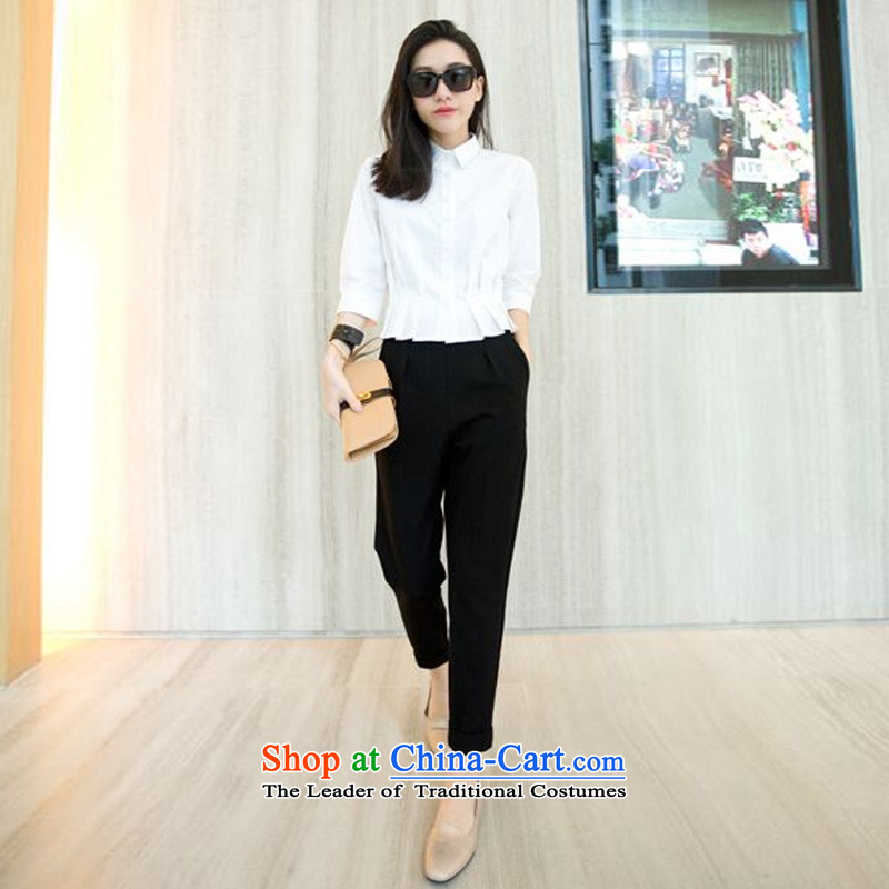 In accordance with the perfect summer 2015 new thick MM larger video thin 9 suit pants Harun leisure loose trousers female Y2143 castor  5XL, Black (yibofei according to perfect) , , , shopping on the Internet