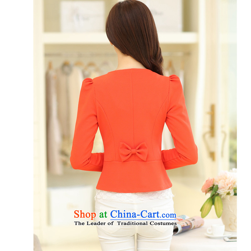 The sea route take the Korean version of the exquisite Plate flower Foutune of video in a small business suit general thin OL vocational larger jacket 5B2803 5XL, sea route red-orange flower , , , shopping on the Internet