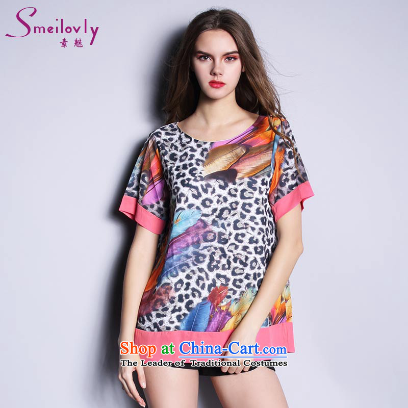 The Director of the Europe and the sister to thick xl female thick mm Summer 2015 Korean short-sleeved T-shirt chiffon ?1614?picture color T-shirt larger 3XL around 922.747 160
