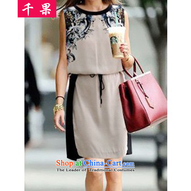 The results of the 2015 European and American Women's large fat mm summer new Foutune of retro stamp forming the sleeveless loose Sau San video thin dresses 6626 color picture 2XL125-145 around 922.747, thousands of fruit (QIANGUO shopping on the Internet